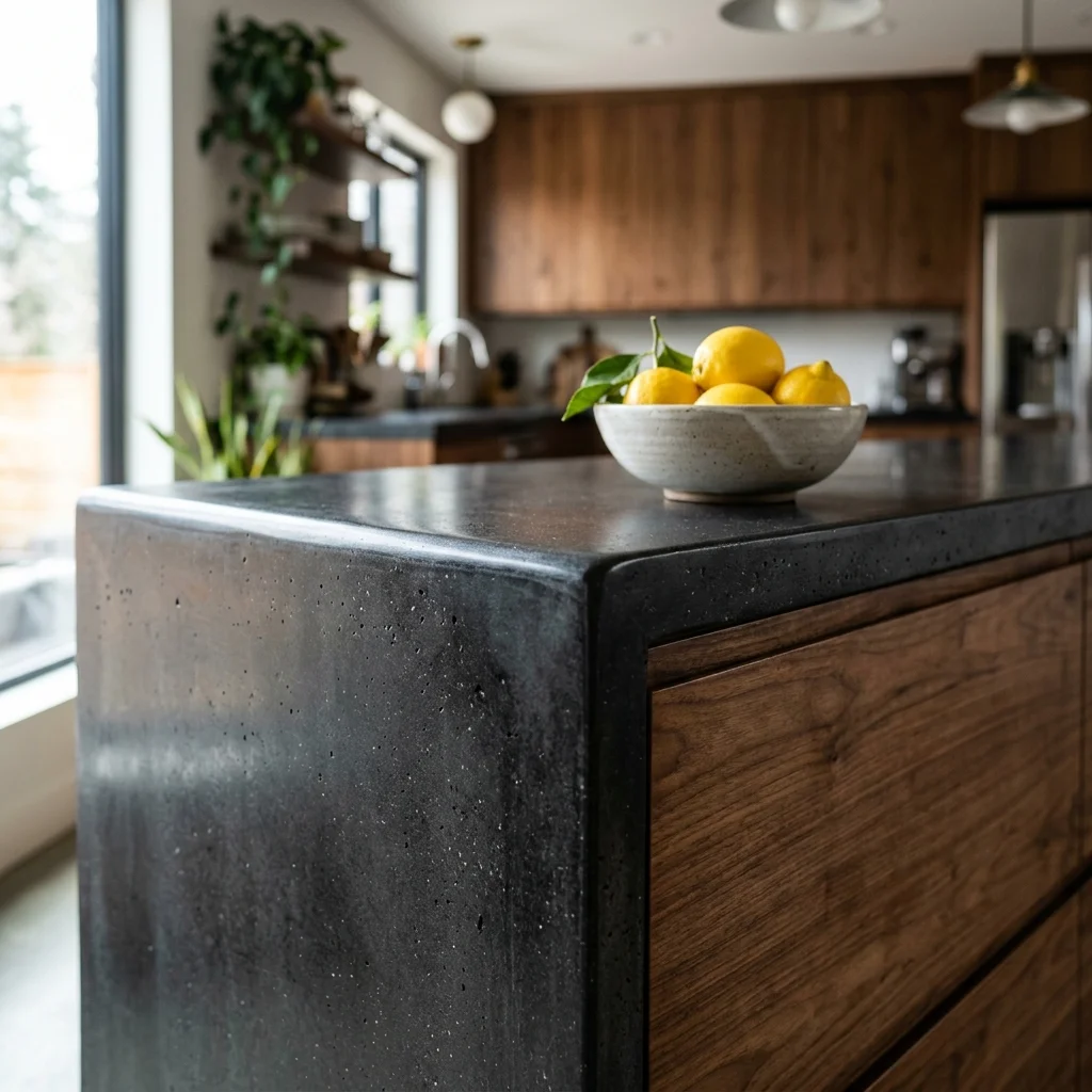 Custom concrete countertop installation in Whitefish Montana